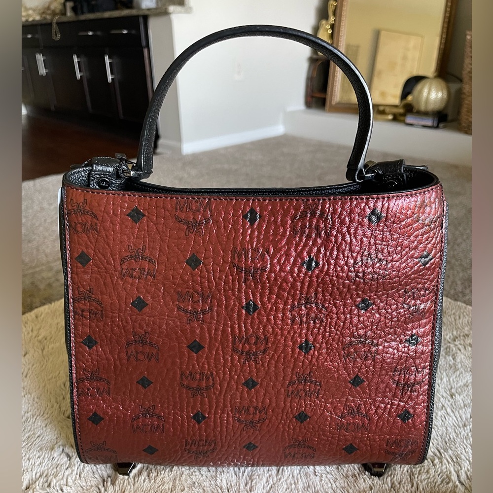 Authentic MCM Metallic Visetos Top Handle Satchel